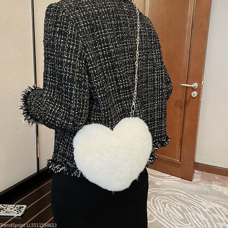 Women'S Accessories Handbags - Fashion Women Heart Shaped Faux Fur