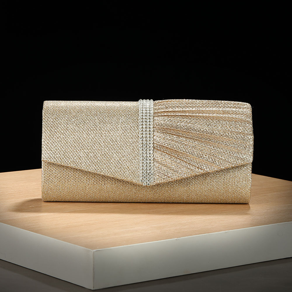 Women'S Accessories Handbags - New style gold-embroidered pleated evening bag