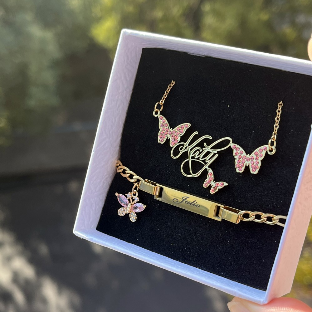 DUOYING Custom Pink Butterfly  - Women Accessories Gift Set recension och pris