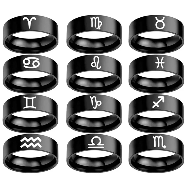 12 Zodiac Sign Rings Stainless - Women Accessories Name In English recension och pris