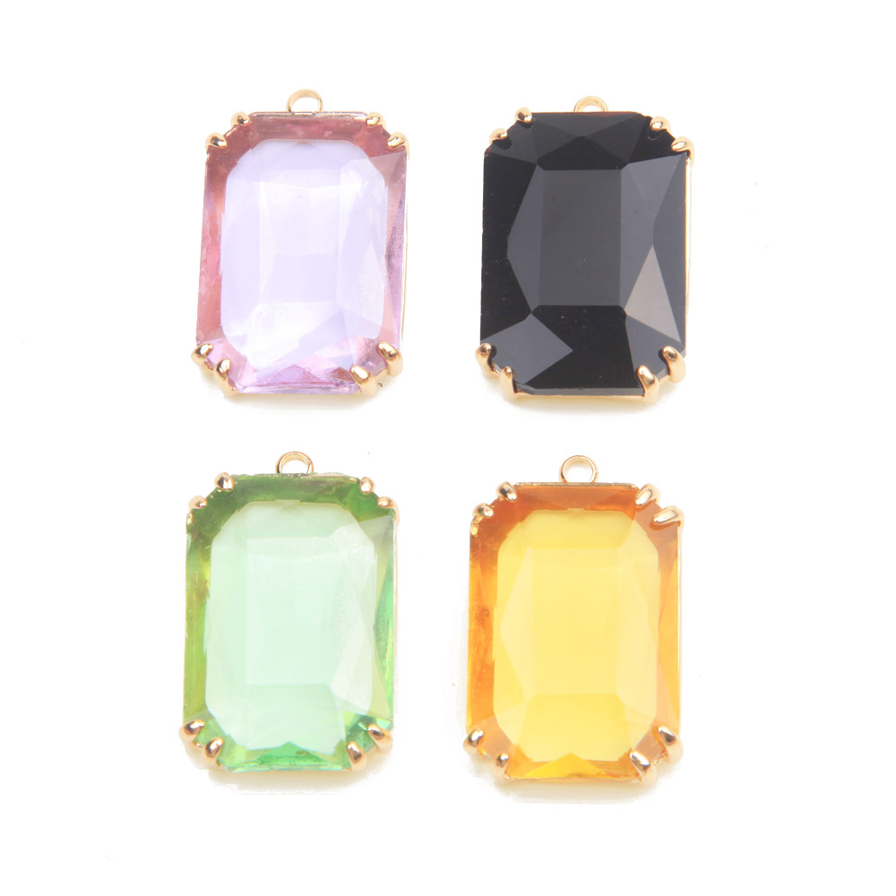 4PCS Dainty rectangle Faceted  - Charm Necklace Dainty recension och pris
