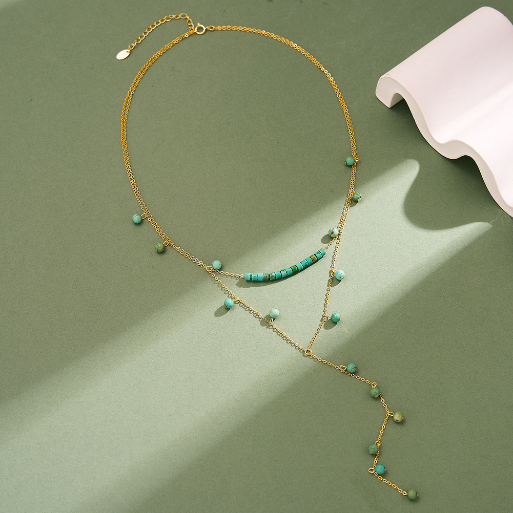 925 Sterling Silver Turquoise  - Charm Necklace Dainty recension och pris