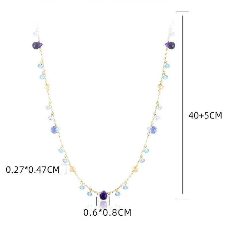 925 Silver 18K Gold Blue Cryst - Charm Necklace Dainty recension och pris