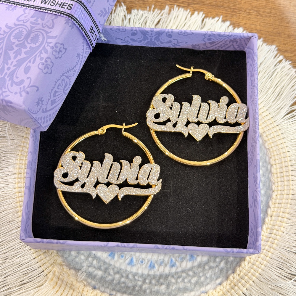 DUOYING Custom Bling Name Hoop - Women Accessories Gift Set recension och pris