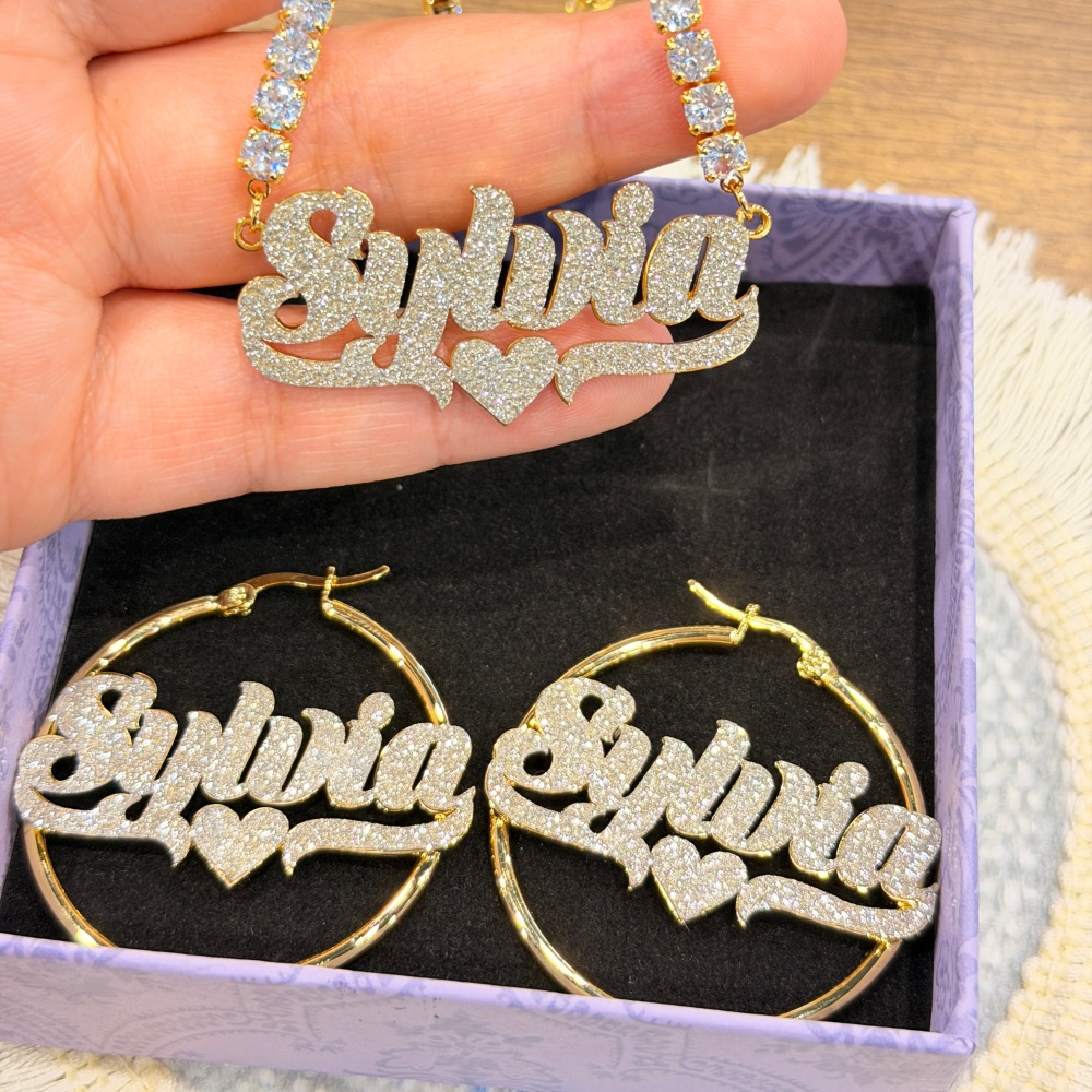 DUOYING Custom Bling Name Hoop - Women Accessories Gift Set recension och pris