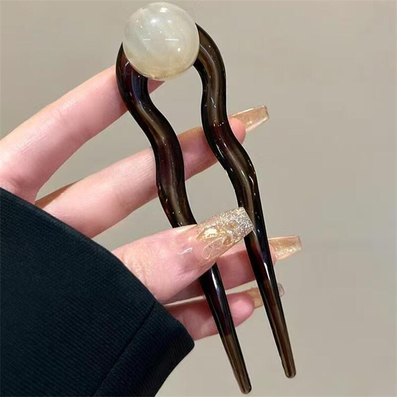 Fashion Colored Pearl U-Shaped - Hair Fork Stick recension och pris