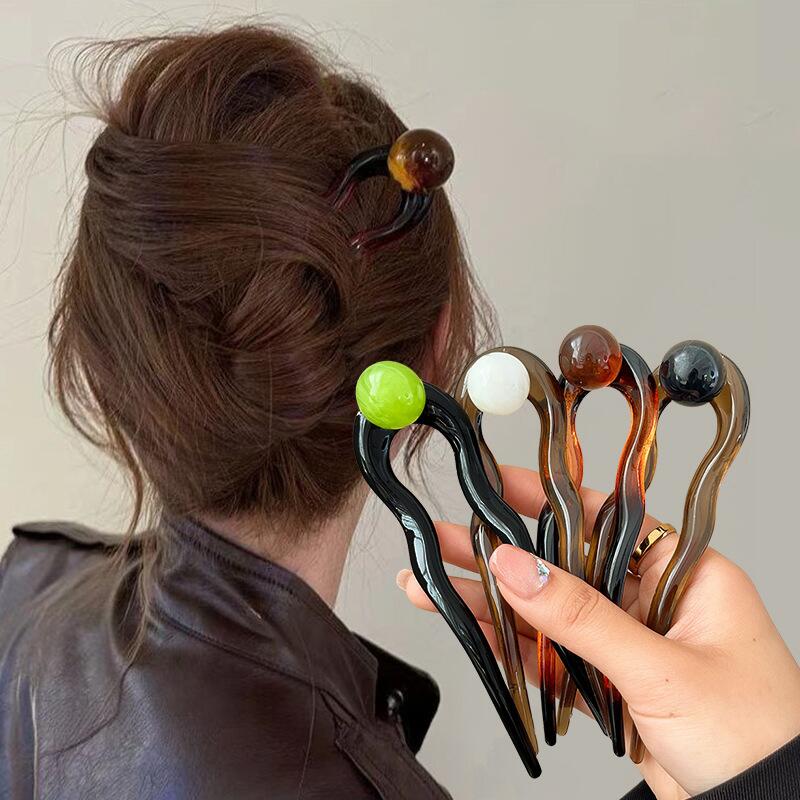 Fashion Colored Pearl U-Shaped - Hair Fork Stick recension och pris