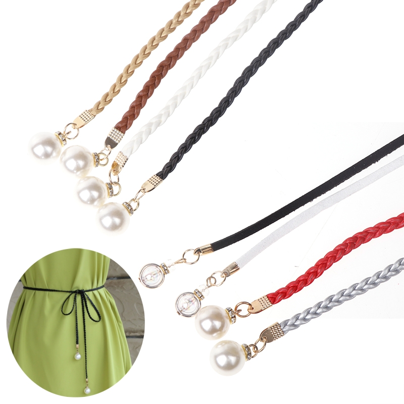 Retro PU Braided Pearl Belt Wa - Women'S Jeans Accessories Chain recension och pris