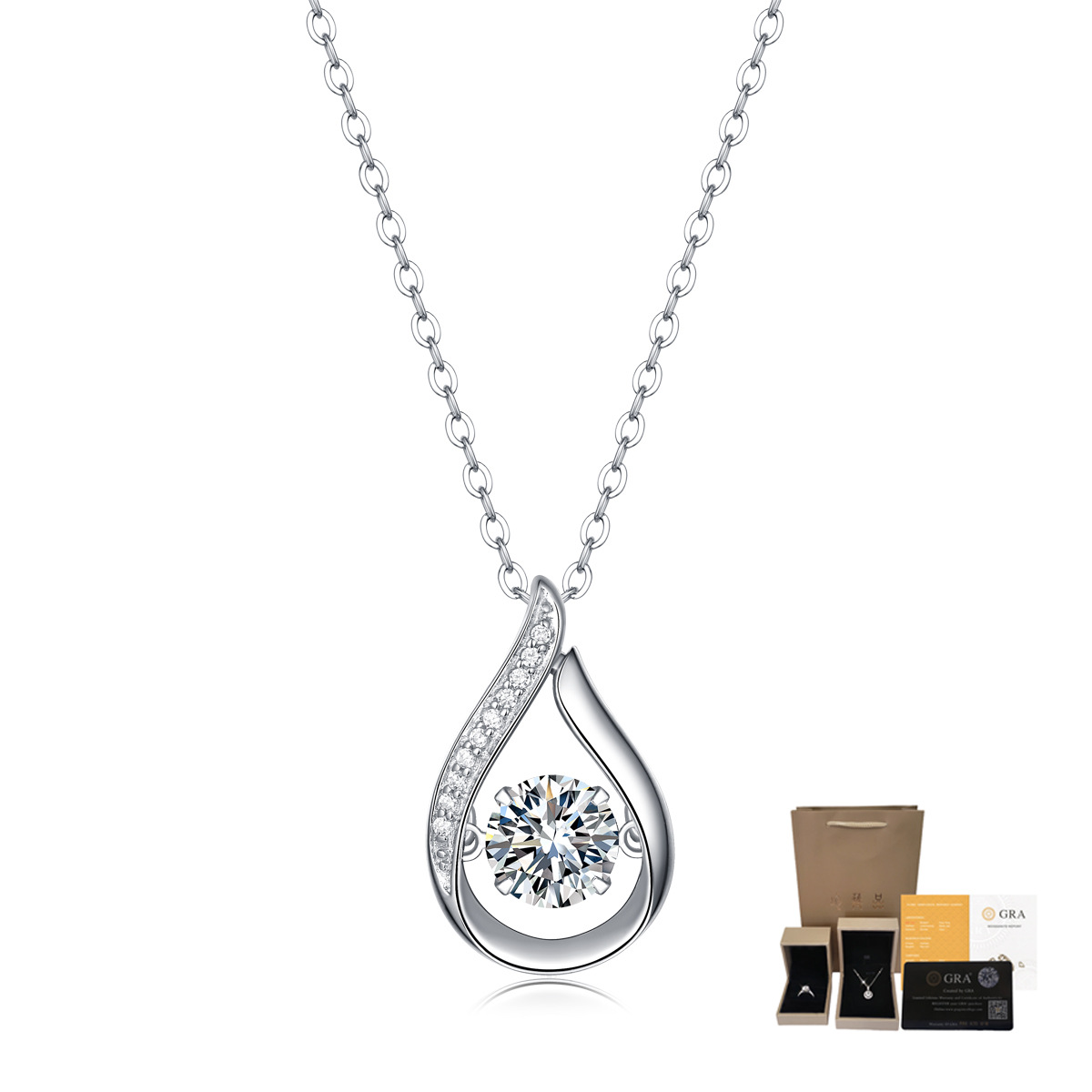 925 Sterling Silver Teardrop S - Charm Necklace Dainty recension och pris