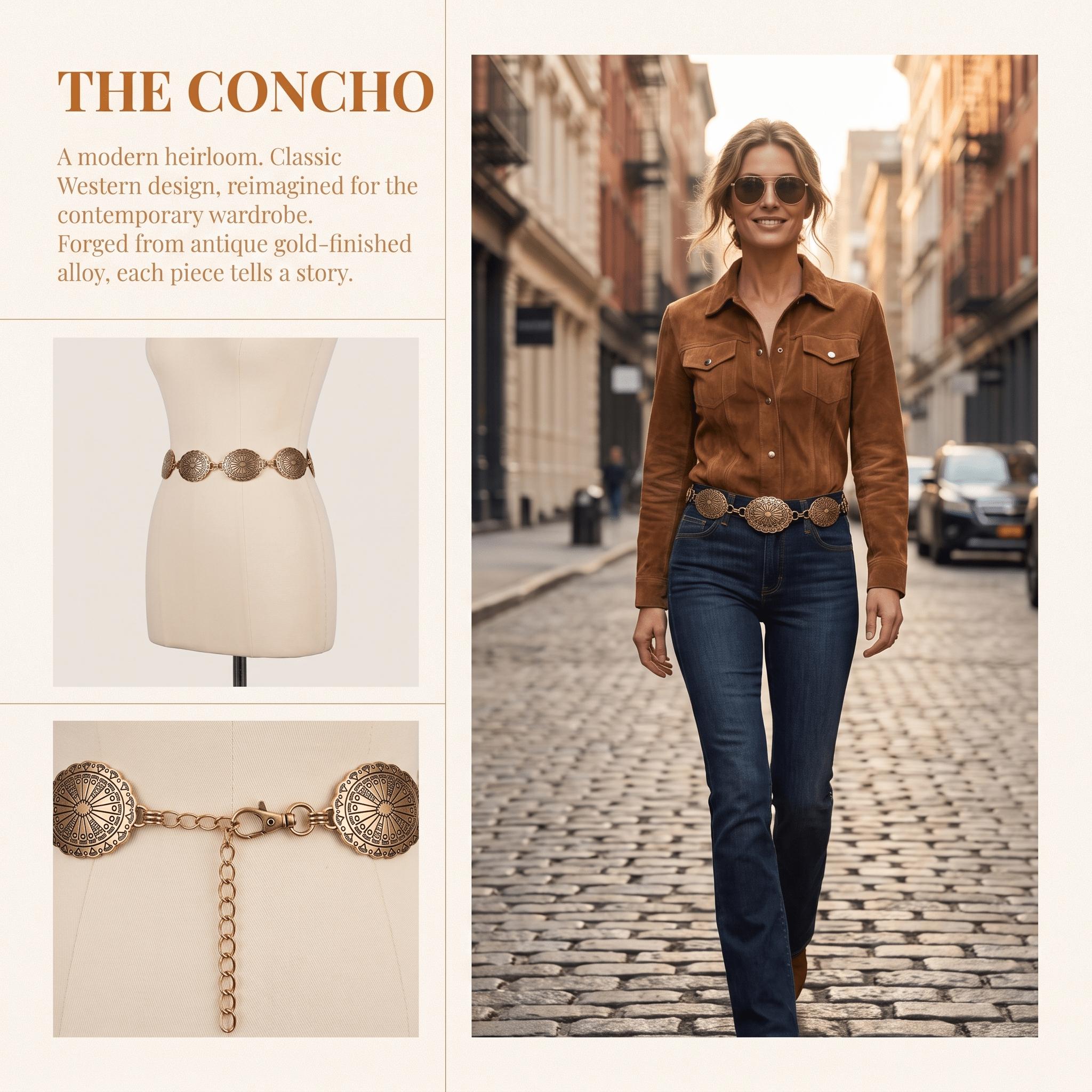 Women Western Metal Concho Cha - Women'S Jeans Accessories Chain recension och pris