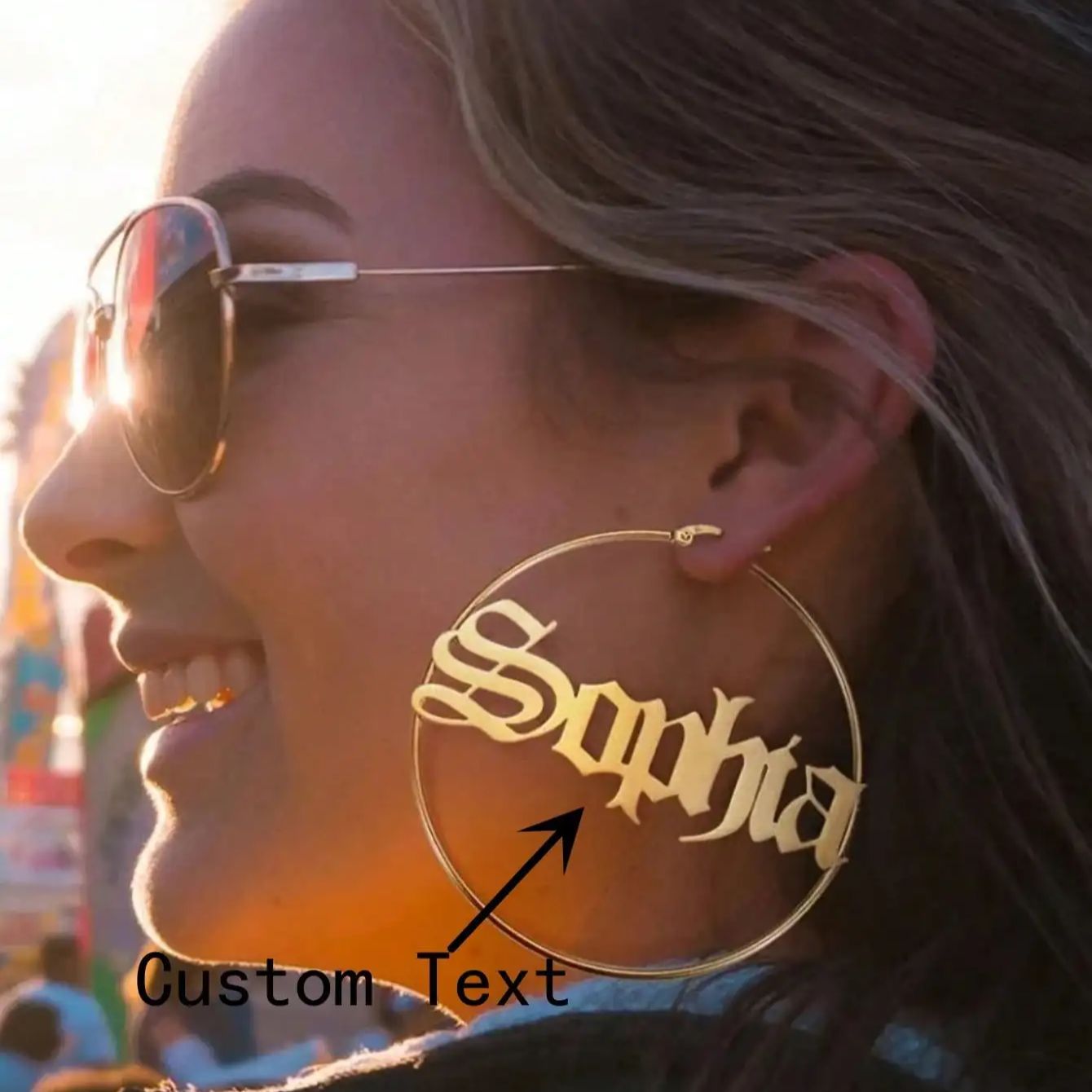 Custom Old English Name Hoop E - Women Accessories Name In English recension och pris